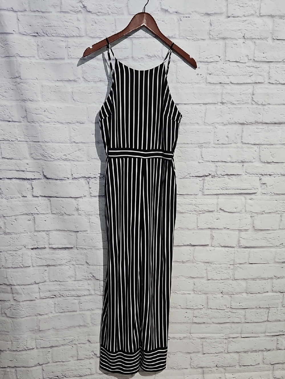 Moa Moa Black & White Vertical Stripe Jumpsuit